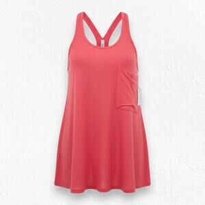 We The Free Fire Red Rib Knit Linen Blend Racerback Tank Top Size Large